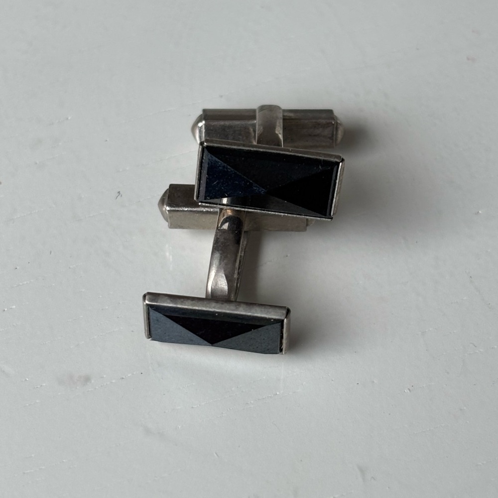 Sophisticated Black Onyx and Silver Cufflinks